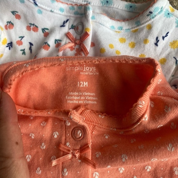 Set of Three Baby Girl Rompers Simple Joys by Carters Snail Floral and Dinosaurs - Picture 7 of 9